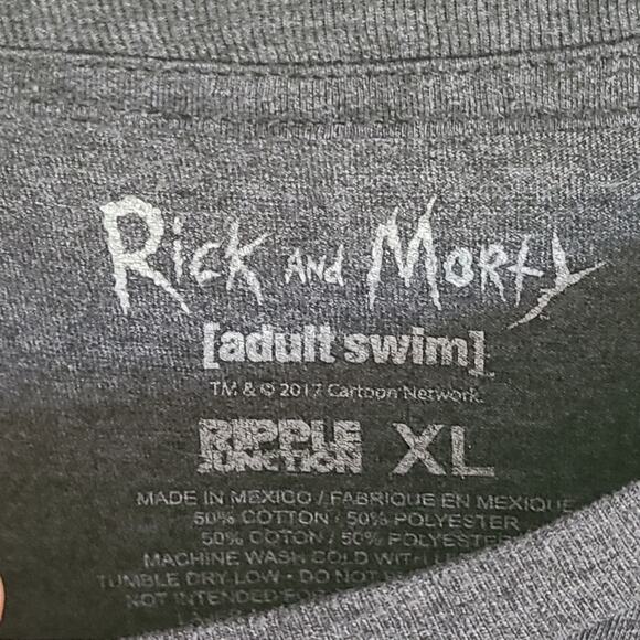 Rick & Morty Adult Swim T-Shirt Mens XL Short Sleeve Gray Crew Neck Polycotton - Picture 3 of 5